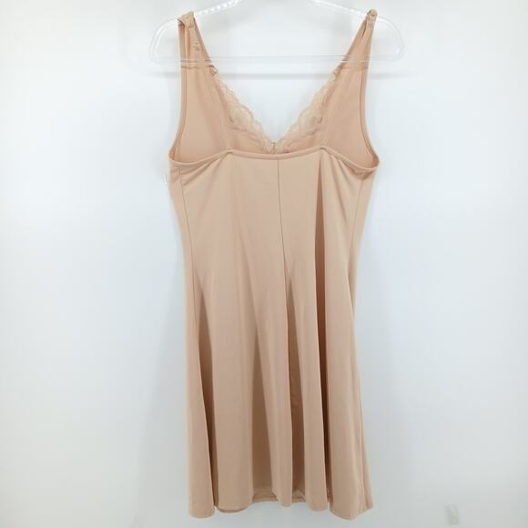 Bali Studio Nude Lace Trim Slip Dress Womens SM Minimalist Y2K Neutral Ballet - Picture 4 of 7
